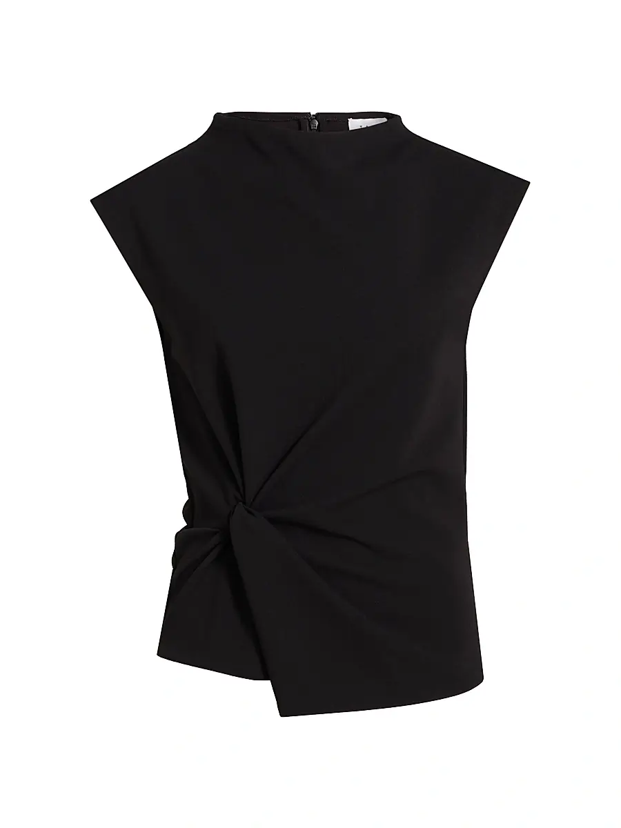 Tanya Taylor Women's Robin Knot Cap-Sleeve Blouse - Black | Image 1 Tanya Taylor Women's Robin Knot Cap-Sleeve Blouse - Black | Image 1