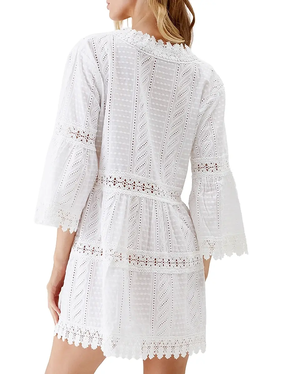 Melissa Odabash Women's Victoria Broderie Anglaise Tiered Minidress | Thumbnail 4 Melissa Odabash Women's Victoria Broderie Anglaise Tiered Minidress | Thumbnail 4