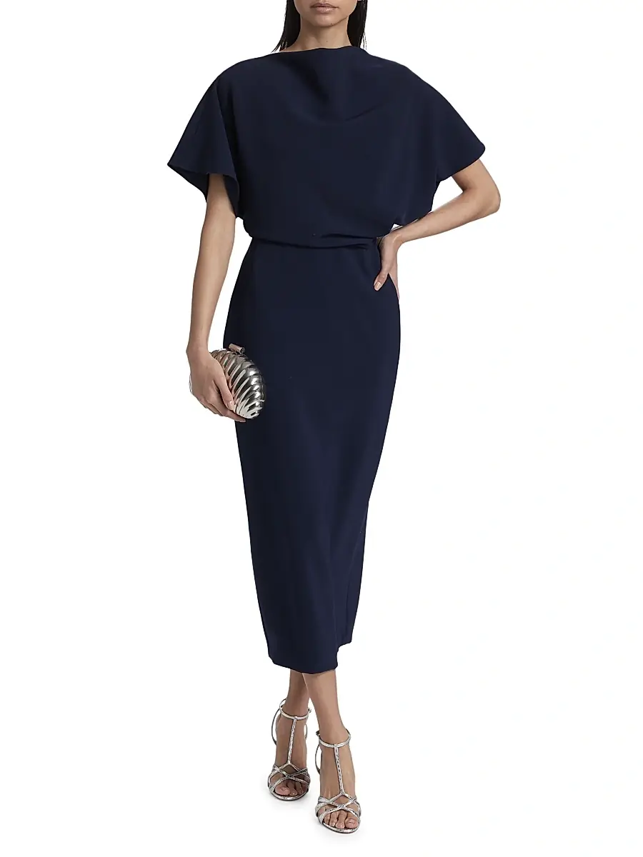Amsale Women's Draped Crêpe Cocktail Dress | Thumbnail 2