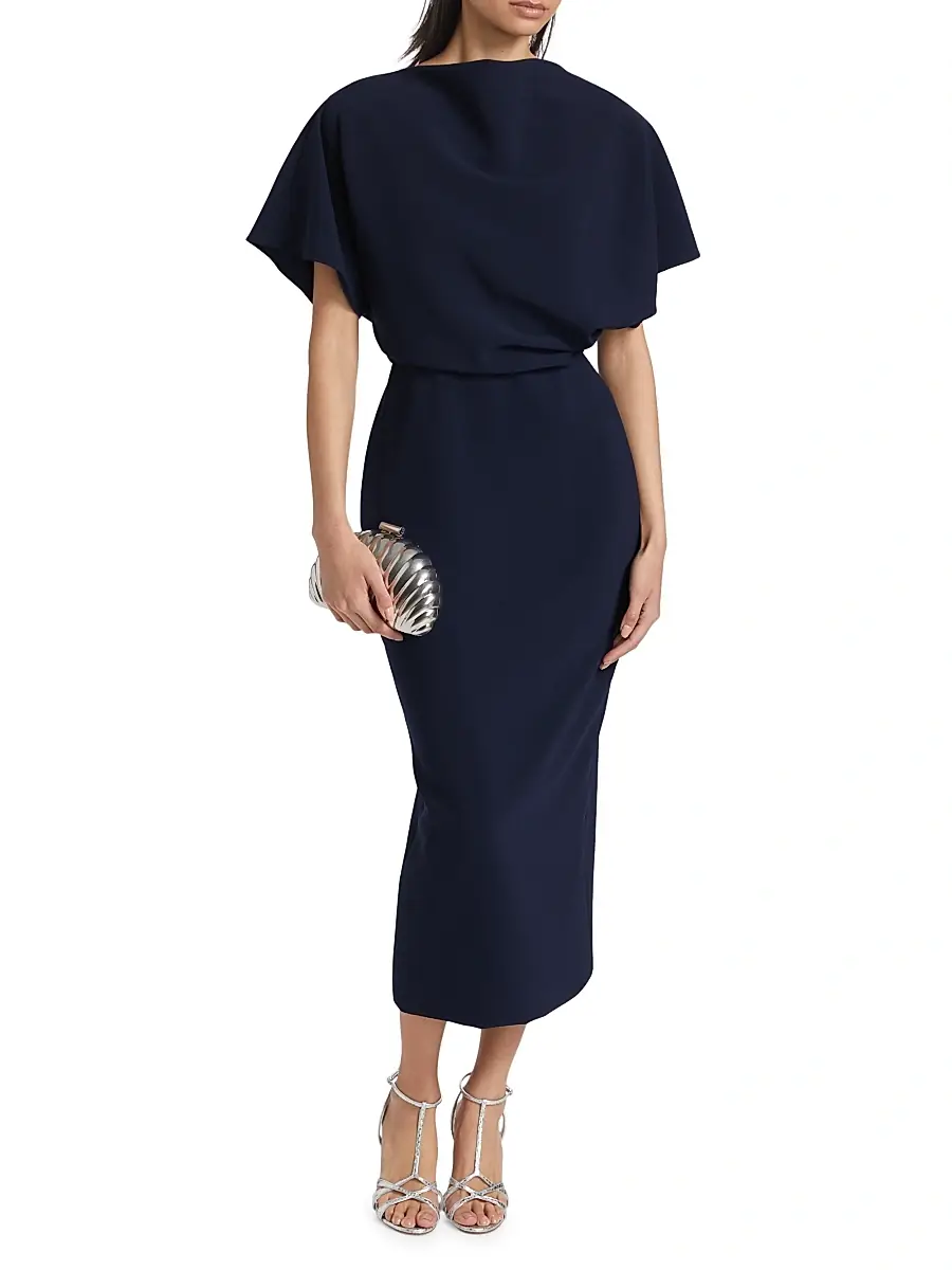 Amsale Women's Draped Crêpe Cocktail Dress | Thumbnail 3
