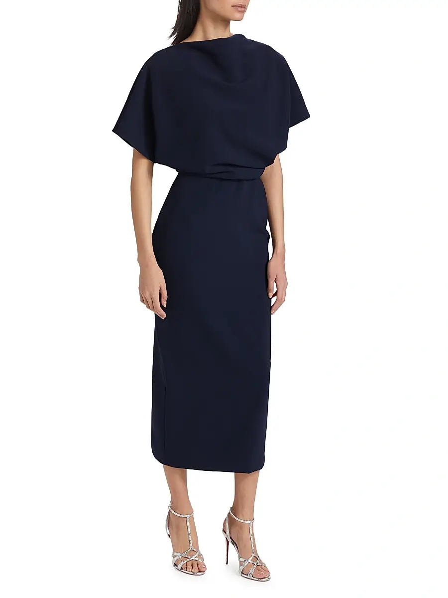 Amsale Women's Draped Crêpe Cocktail Dress | Thumbnail 4
