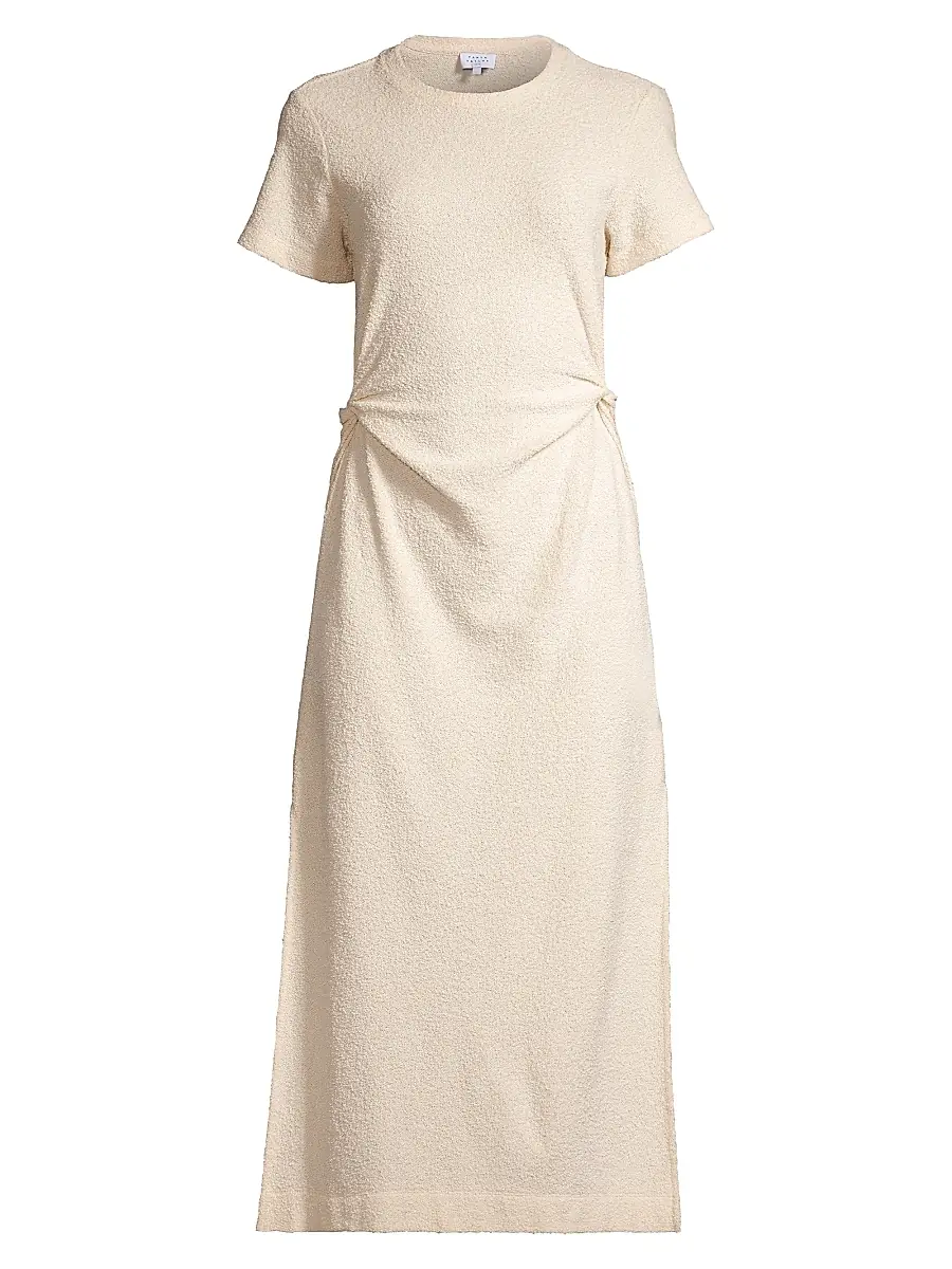 Tanya Taylor Women's Aurora Cotton Tucked Midi T-Shirt Dress - Cream | Image 1 Tanya Taylor Women's Aurora Cotton Tucked Midi T-Shirt Dress - Cream | Image 1