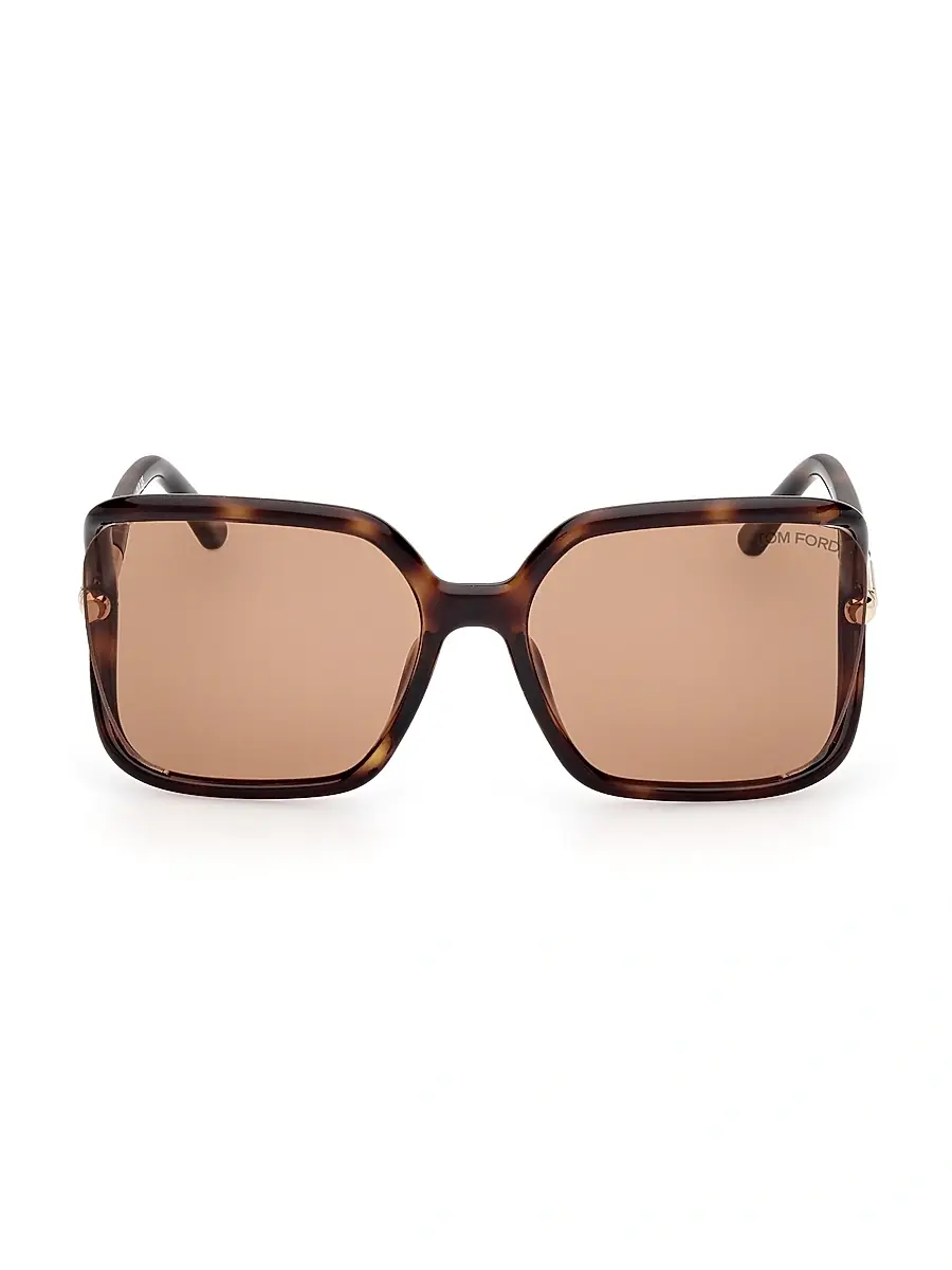 Women's Solange-02 60MM Square Sunglasses - Dark Havana Brown