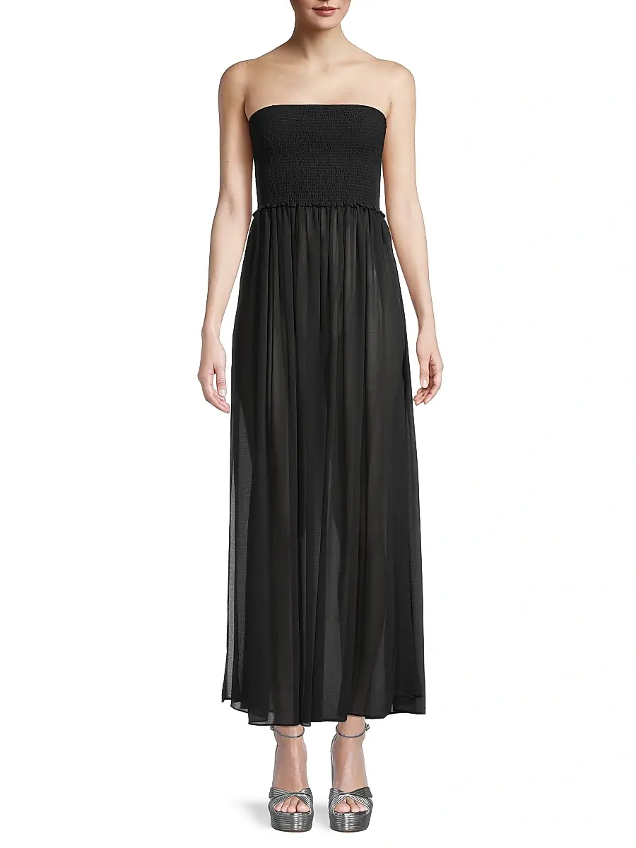 Ramy Brook Women's Calista Smocked Strapless Flare Dress | Thumbnail 3