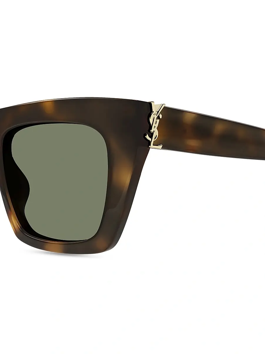 Saint Laurent Women's Monogram Hinge 52MM Acetate Square Sunglasses - Havana Green | Thumbnail 3