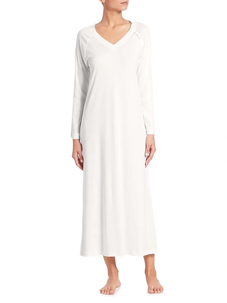 Hanro Women's Pure Essence Long-Sleeve Gown | Thumbnail 2 Hanro Women's Pure Essence Long-Sleeve Gown | Thumbnail 2