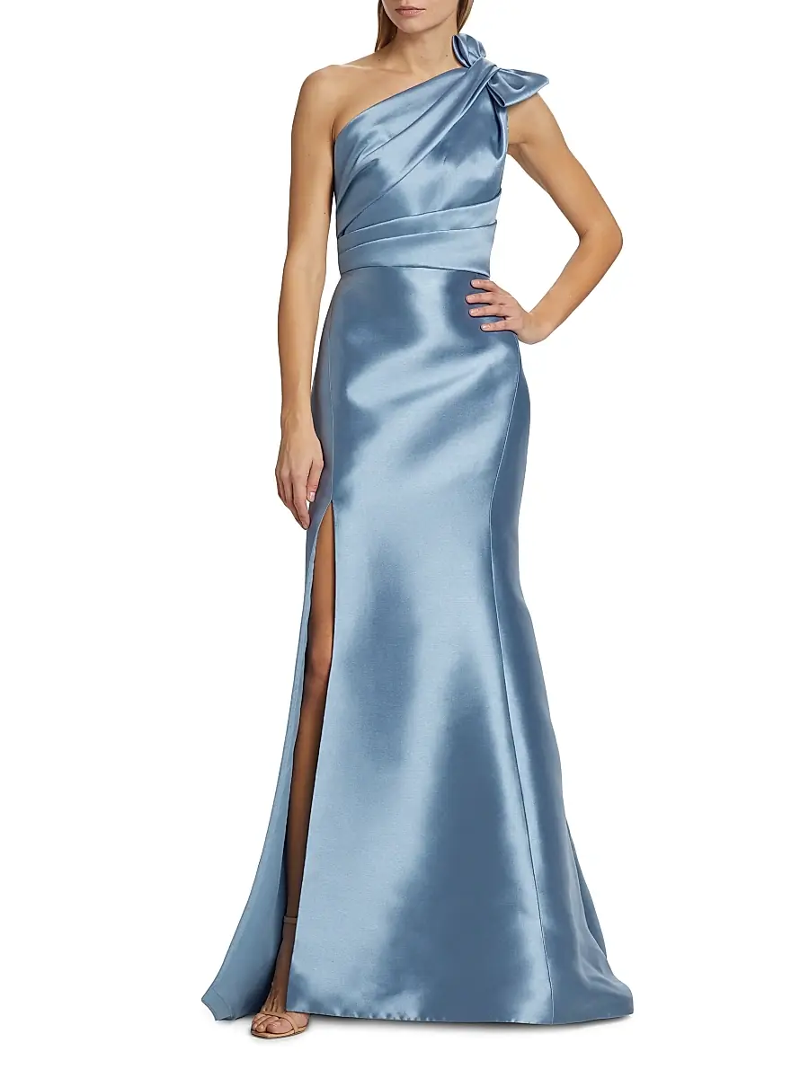 Amsale Women's Mikado Bow One-Shoulder Gown | Thumbnail 2 Amsale Women's Mikado Bow One-Shoulder Gown | Thumbnail 2