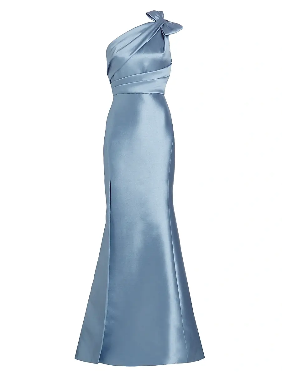 Women's Mikado Bow One-Shoulder Gown