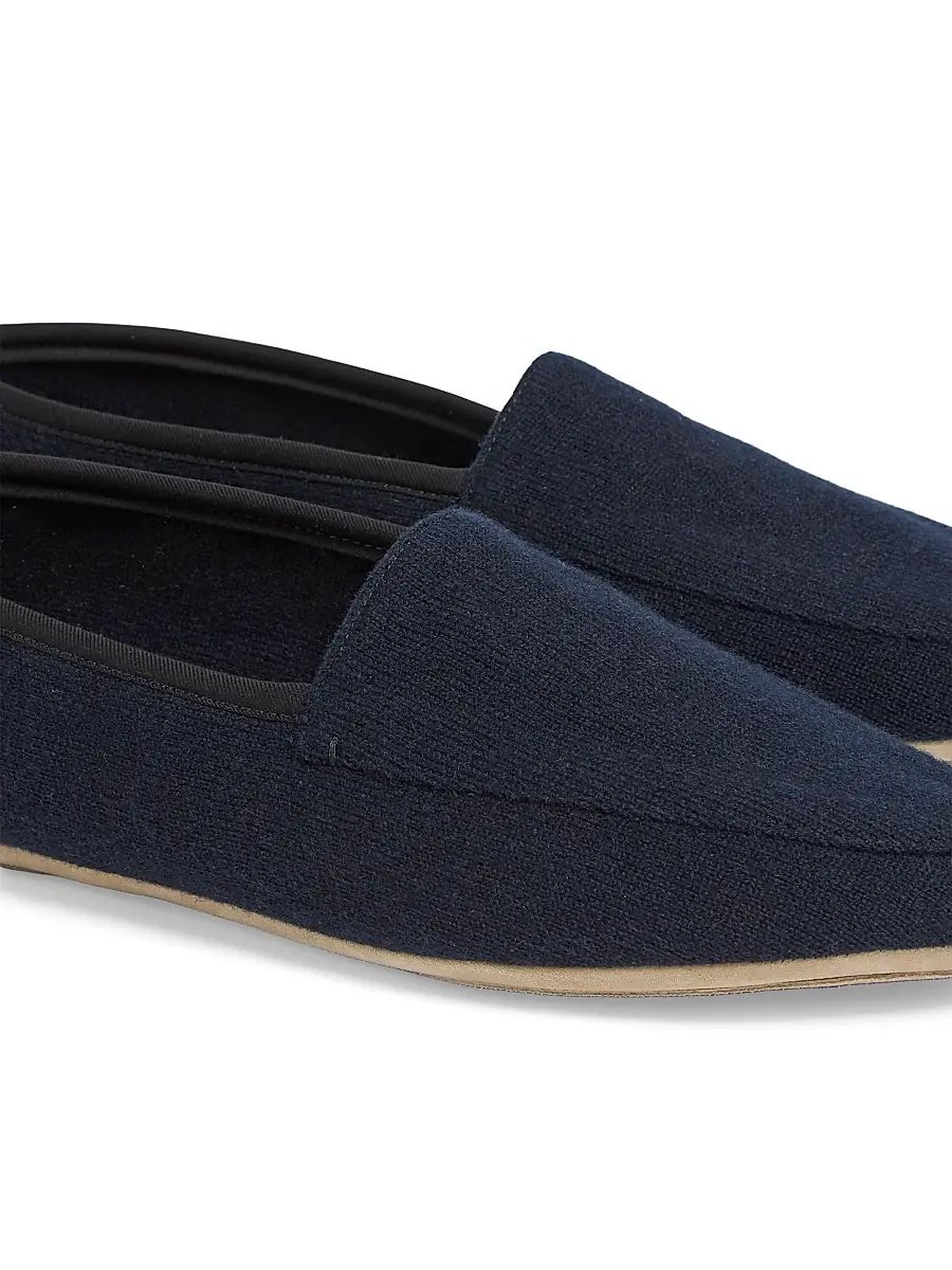 ZEGNA Men's Cashmere Slippers - Navy Blue | Thumbnail 5 ZEGNA Men's Cashmere Slippers - Navy Blue | Thumbnail 5