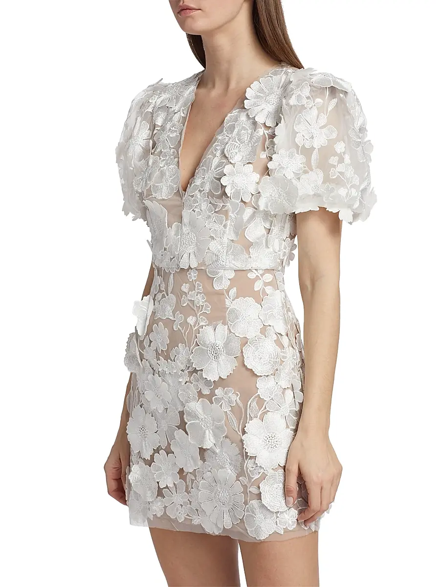 Elliatt Women's Zayla Floral Lace Puff-Sleeve Minidress | Thumbnail 4 Elliatt Women's Zayla Floral Lace Puff-Sleeve Minidress | Thumbnail 4