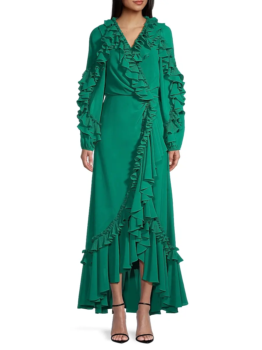 Ungaro Women's Leah Ruffle Long-Sleeve Maxi Dress | Thumbnail 2