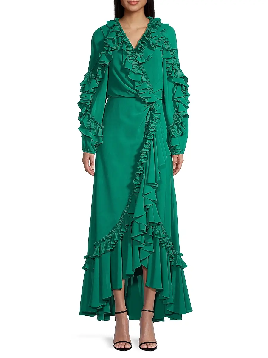 Ungaro Women's Leah Ruffle Long-Sleeve Maxi Dress | Thumbnail 3