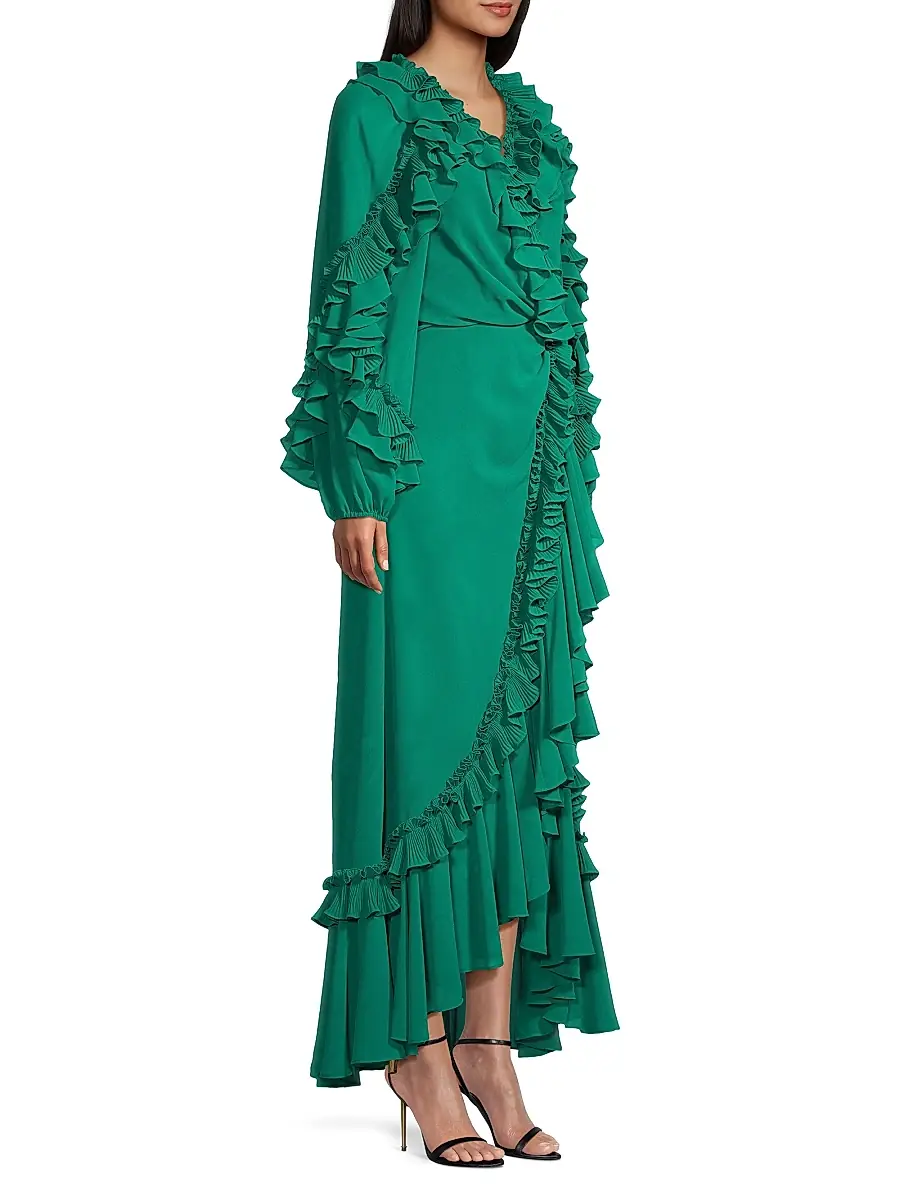 Ungaro Women's Leah Ruffle Long-Sleeve Maxi Dress | Thumbnail 4