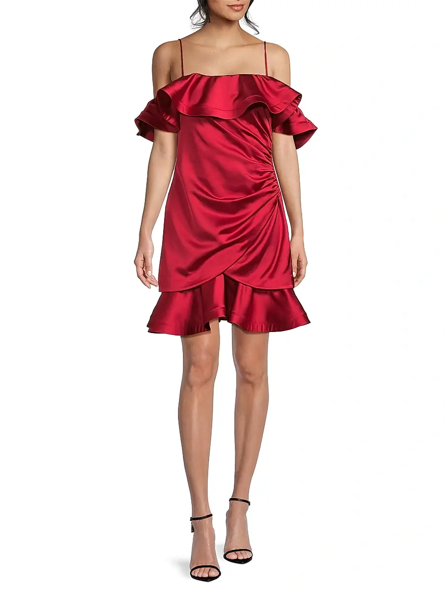 Ungaro Women's Axelle Ruffled Satin Minidress | Thumbnail 2
