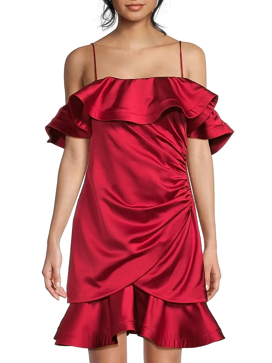 Ungaro Women's Axelle Ruffled Satin Minidress | Thumbnail 3