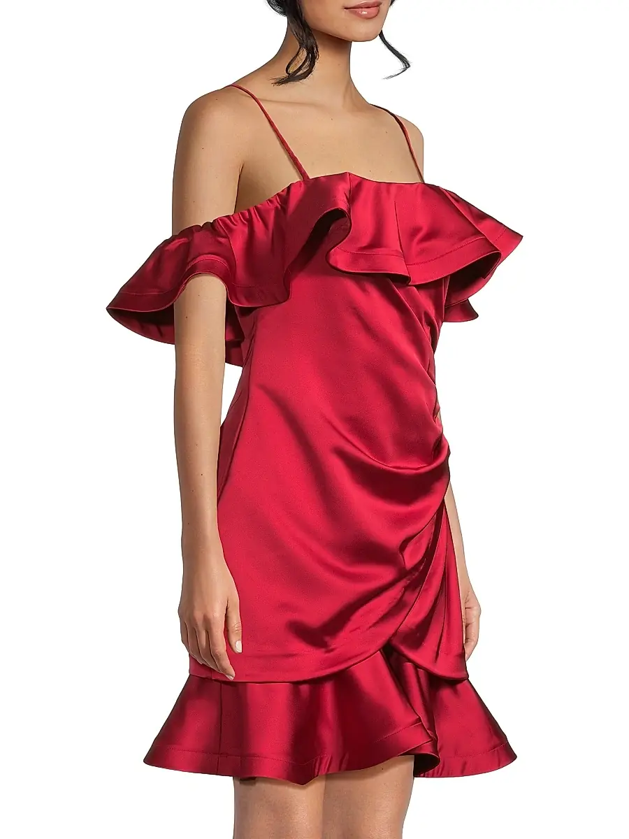 Ungaro Women's Axelle Ruffled Satin Minidress | Thumbnail 4