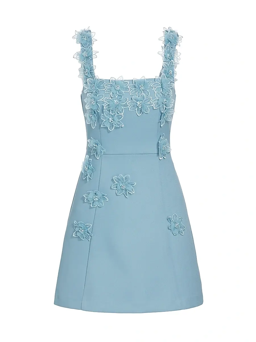 Elliatt Women's Bruges Floral Appliqué Minidress - Cornflower | Image 1 Elliatt Women's Bruges Floral Appliqué Minidress - Cornflower | Image 1