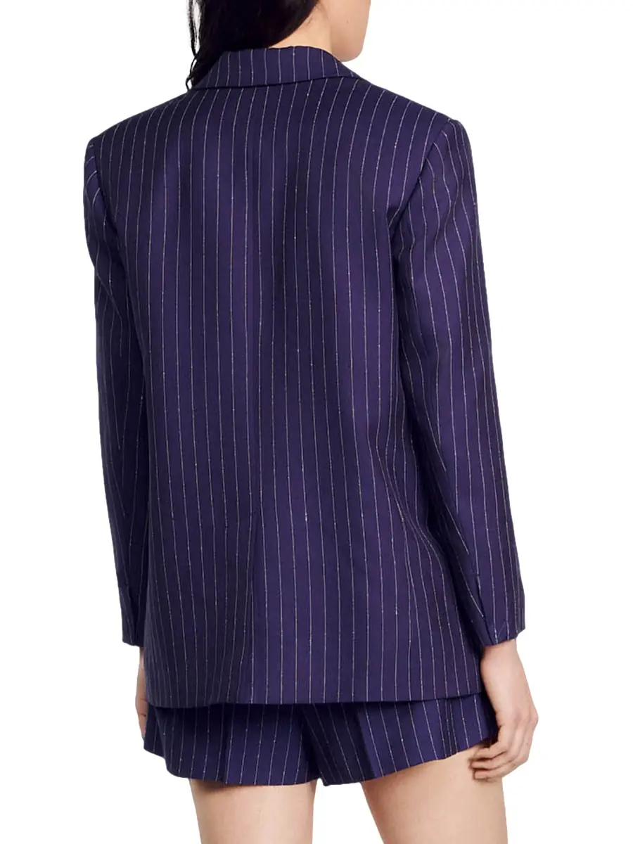 Sandro Women's Striped Suit Jacket - Deep Blue | Thumbnail 2 Sandro Women's Striped Suit Jacket - Deep Blue | Thumbnail 2