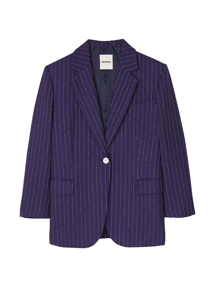 Sandro Women's Striped Suit Jacket - Deep Blue | Thumbnail 6 Sandro Women's Striped Suit Jacket - Deep Blue | Thumbnail 6