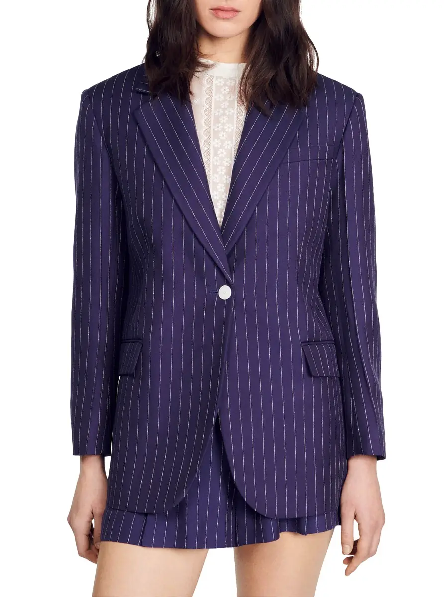 Women's Striped Suit Jacket - Deep Blue Women's Striped Suit Jacket - Deep Blue