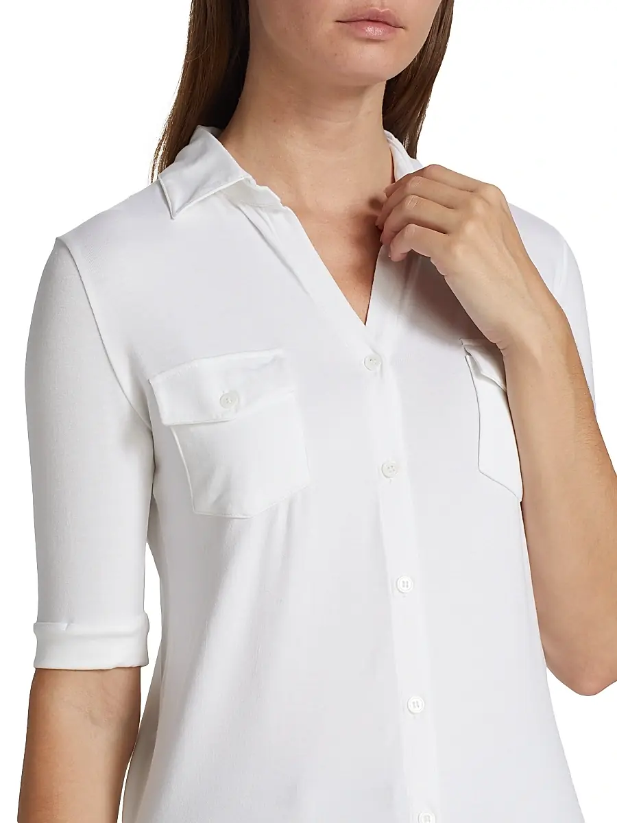 MAJESTIC FILATURES Women's Soft Touch Elbow-Sleeve Pocket Shirt | Thumbnail 6 MAJESTIC FILATURES Women's Soft Touch Elbow-Sleeve Pocket Shirt | Thumbnail 6