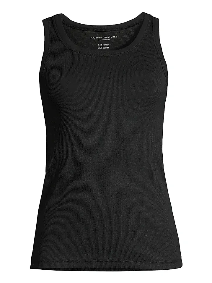 Women's Rib-Knit Cotton-Blend Scoopneck Tank Top Women's Rib-Knit Cotton-Blend Scoopneck Tank Top