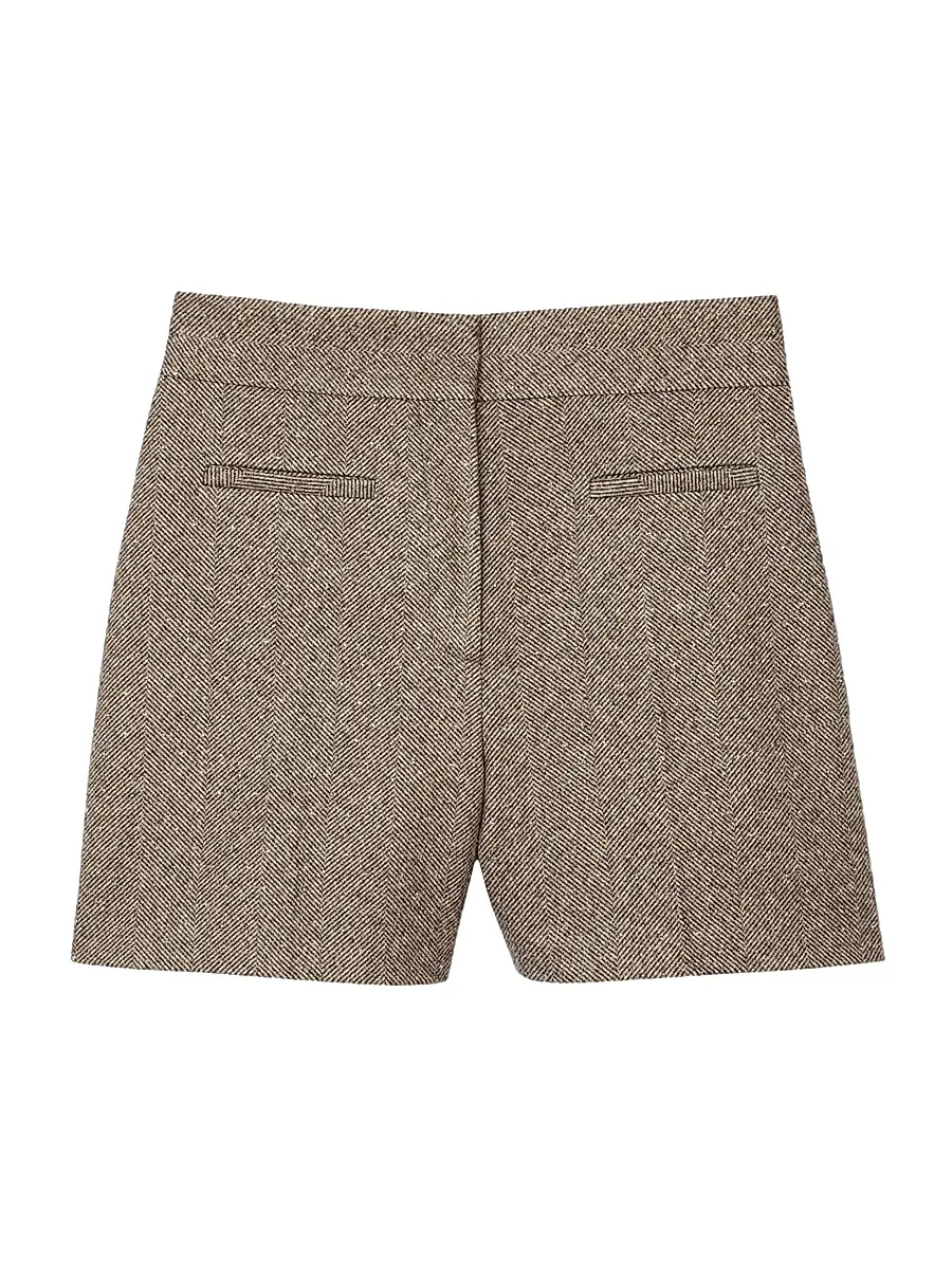 Women's Herringbone Shorts with Rhinestones - Beige