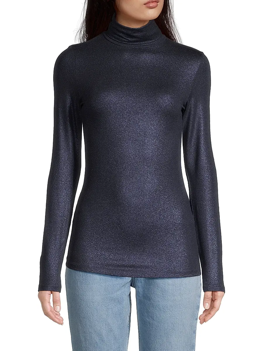 MAJESTIC FILATURES Women's Soft Touch Metallic Turtleneck | Thumbnail 3 MAJESTIC FILATURES Women's Soft Touch Metallic Turtleneck | Thumbnail 3