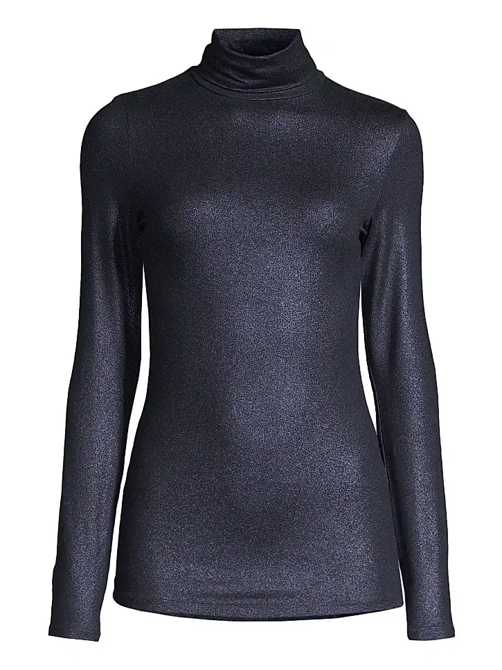 MAJESTIC FILATURES Women's Soft Touch Metallic Turtleneck