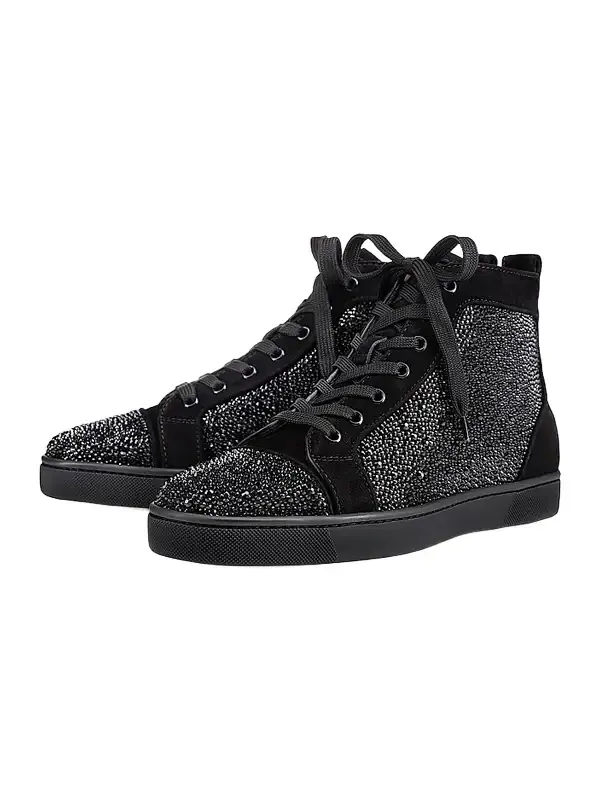 Christian Louboutin Men's Louis Strass High-Top Sneakers