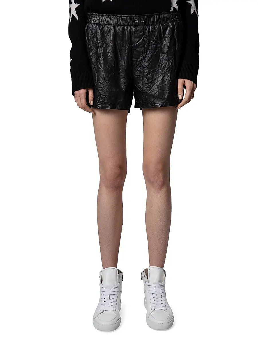 Zadig & Voltaire Women's Crinkled Leather Pax Shorts | Thumbnail 2 Zadig & Voltaire Women's Crinkled Leather Pax Shorts | Thumbnail 2