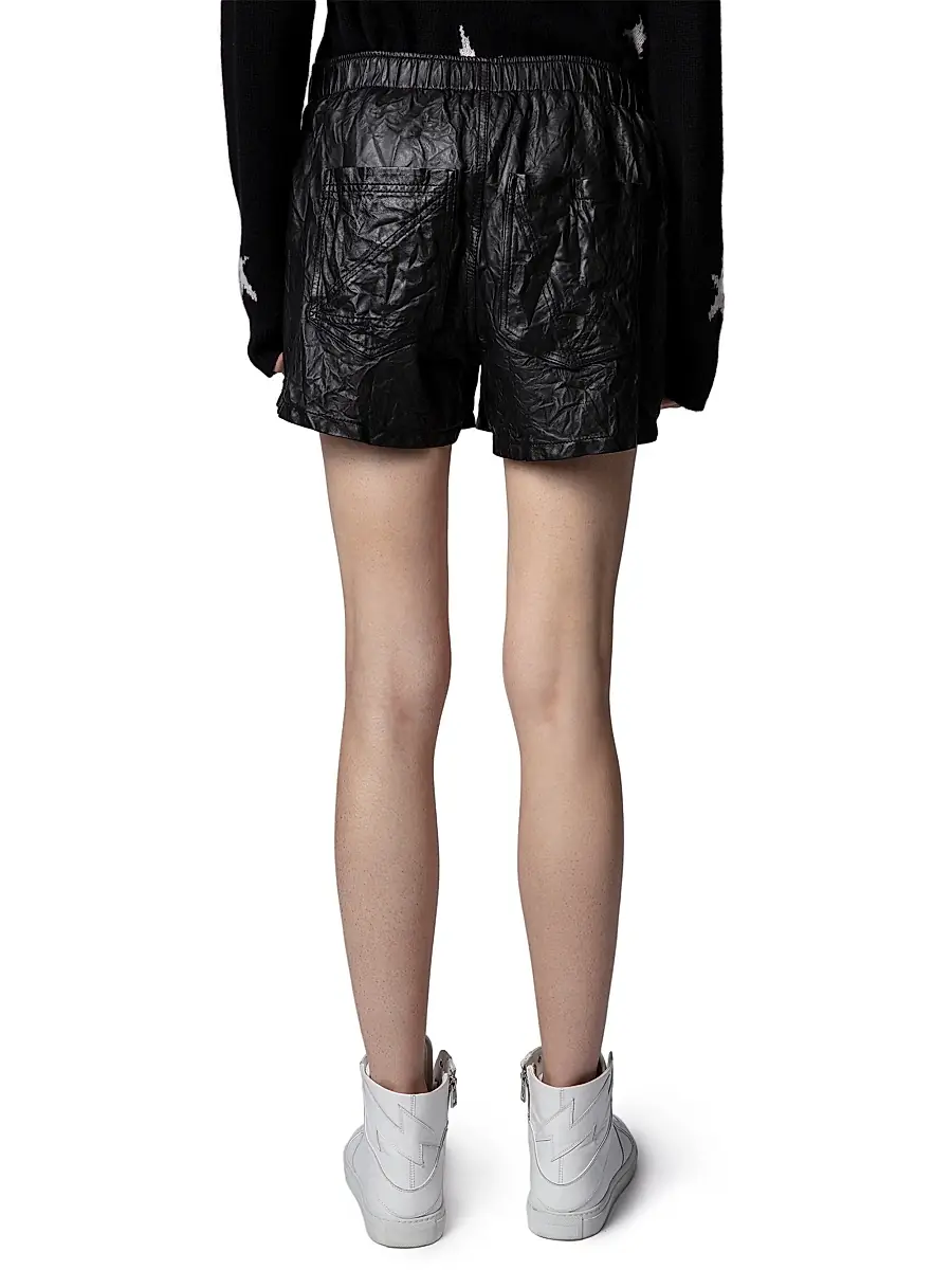 Zadig & Voltaire Women's Crinkled Leather Pax Shorts | Thumbnail 4 Zadig & Voltaire Women's Crinkled Leather Pax Shorts | Thumbnail 4