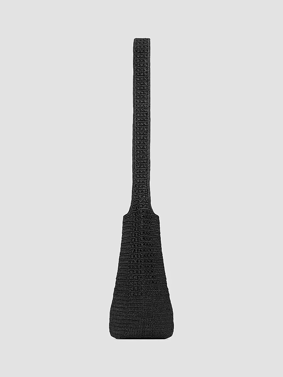 Saint Laurent Women's Le 5 à 7 Medium Tote in Raffia Crochet - Black | Thumbnail 4 Saint Laurent Women's Le 5 à 7 Medium Tote in Raffia Crochet - Black | Thumbnail 4