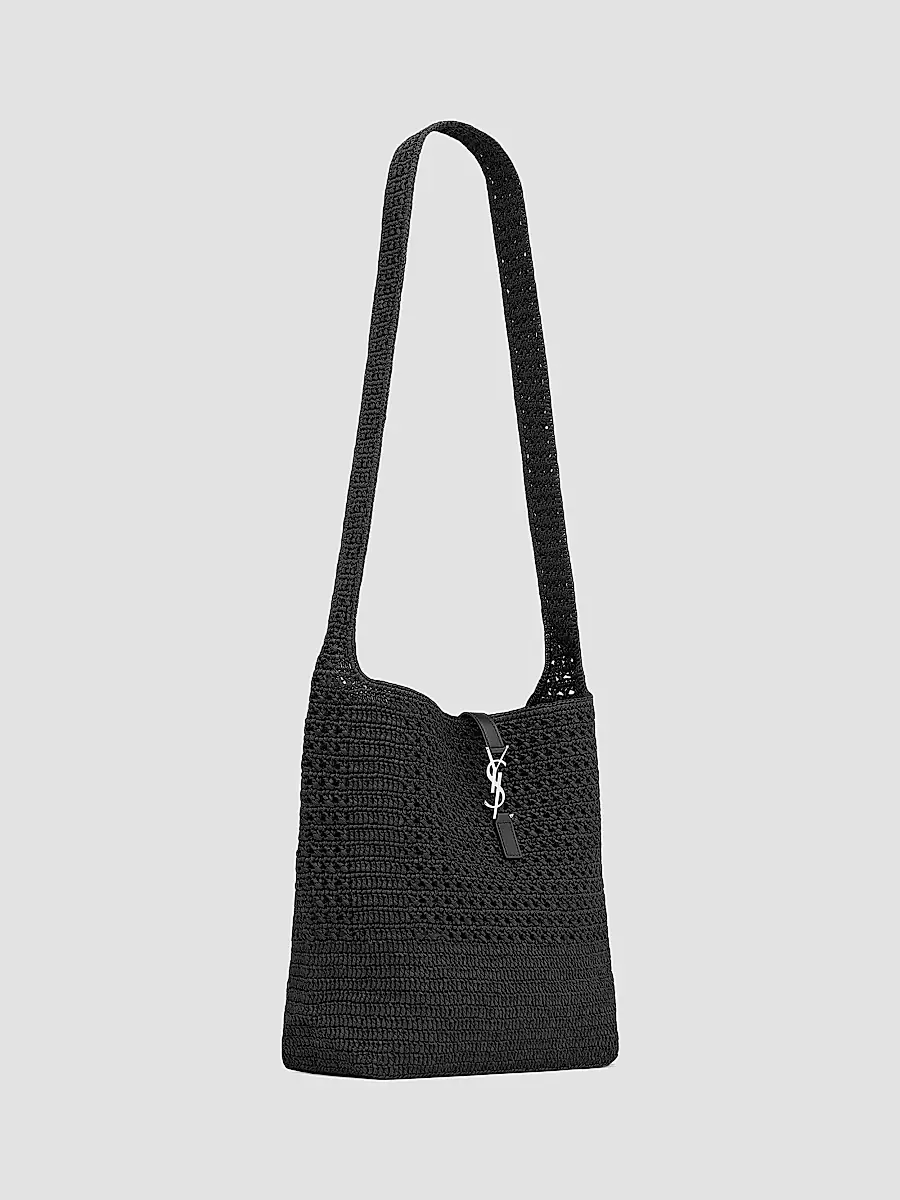 Saint Laurent Women's Le 5 à 7 Medium Tote in Raffia Crochet - Black | Thumbnail 5 Saint Laurent Women's Le 5 à 7 Medium Tote in Raffia Crochet - Black | Thumbnail 5