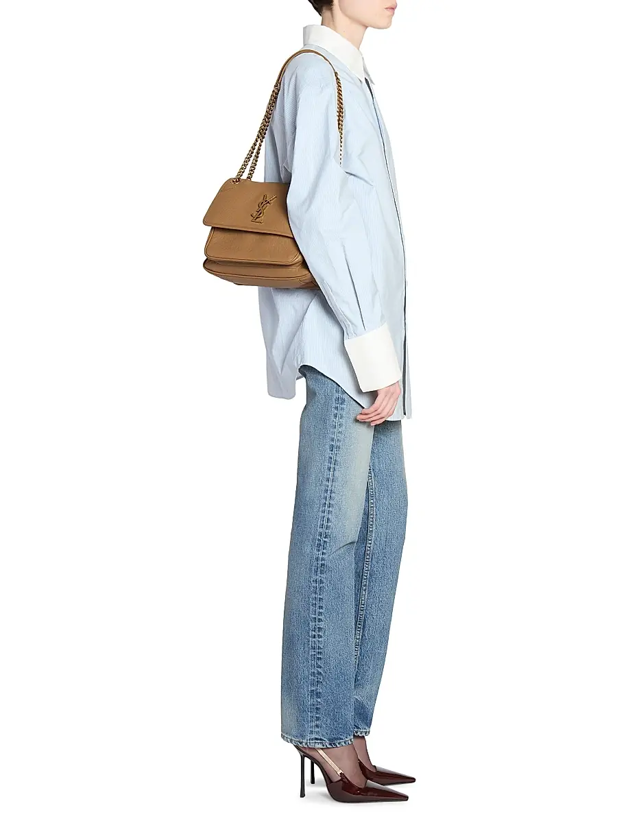 Saint Laurent Women's Niki Shoulder Bag in Grained Lambskin - Blanc Vintage | Thumbnail 7 Saint Laurent Women's Niki Shoulder Bag in Grained Lambskin - Blanc Vintage | Thumbnail 7