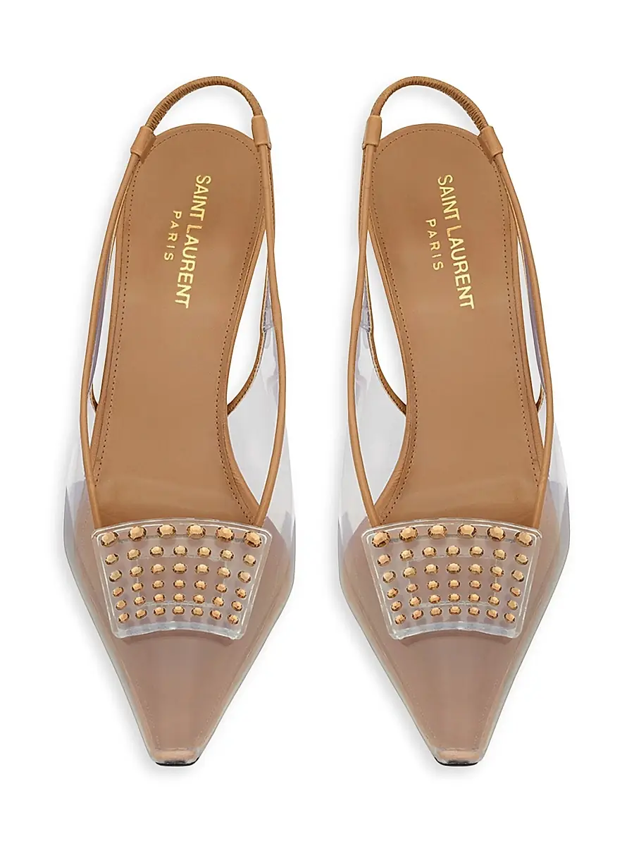 Saint Laurent Women's Jive Slingback Pumps in TPU and Rhinestones - Transparent And Macadamia | Thumbnail 3 Saint Laurent Women's Jive Slingback Pumps in TPU and Rhinestones - Transparent And Macadamia | Thumbnail 3