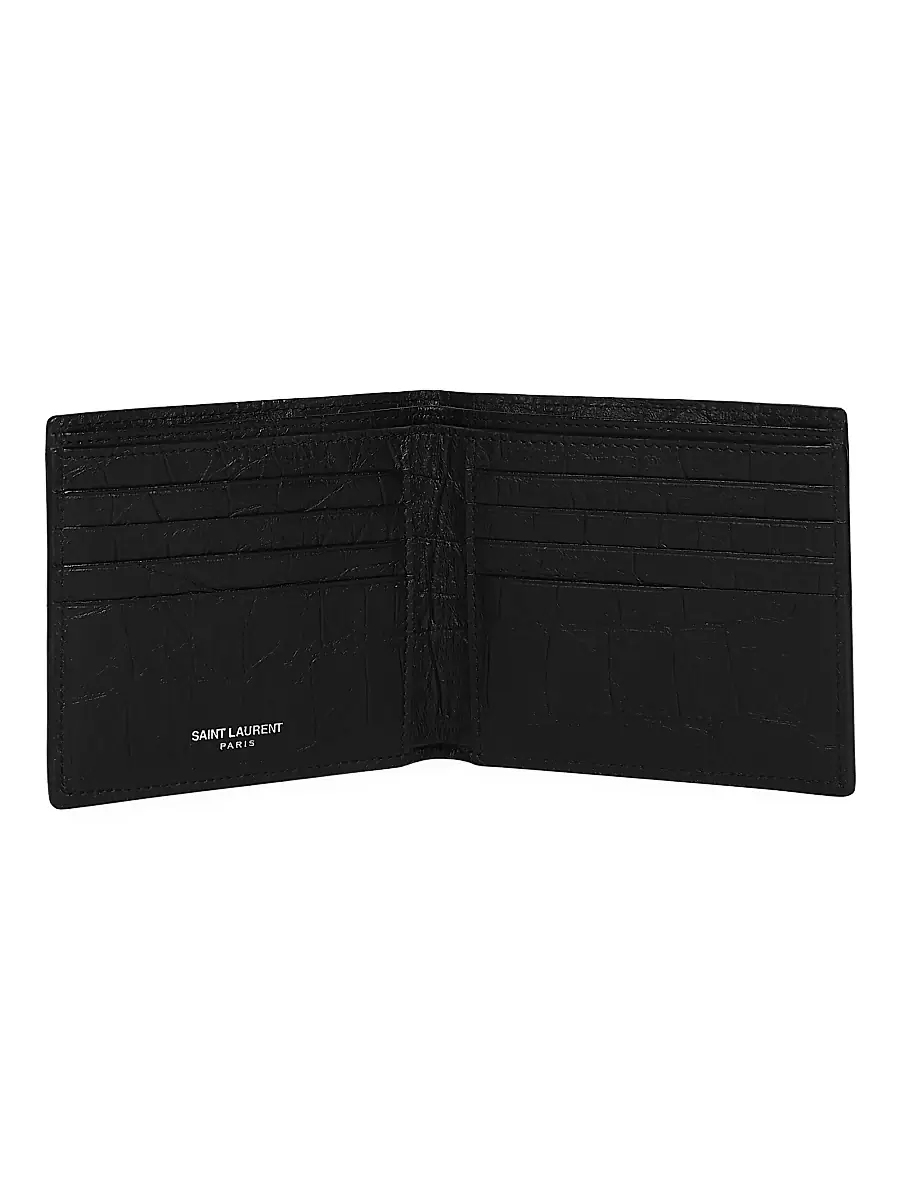 Saint Laurent Men's Croc-Embossed Monogram Leather Wallet - Black | Thumbnail 2 Saint Laurent Men's Croc-Embossed Monogram Leather Wallet - Black | Thumbnail 2