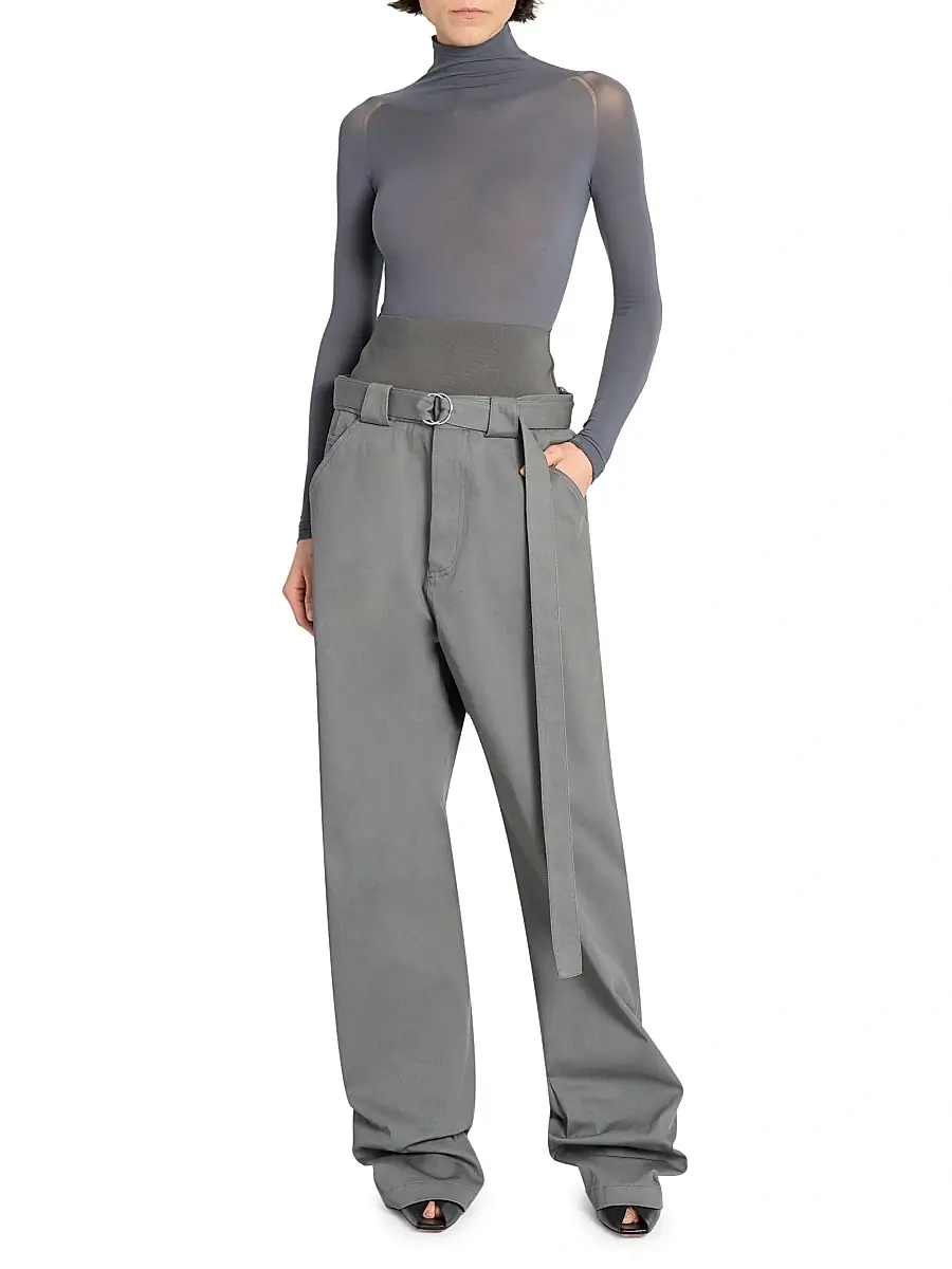 Alaïa Women's Belted Wide-Leg Cargo Pants - Acier | Thumbnail 2 Alaïa Women's Belted Wide-Leg Cargo Pants - Acier | Thumbnail 2
