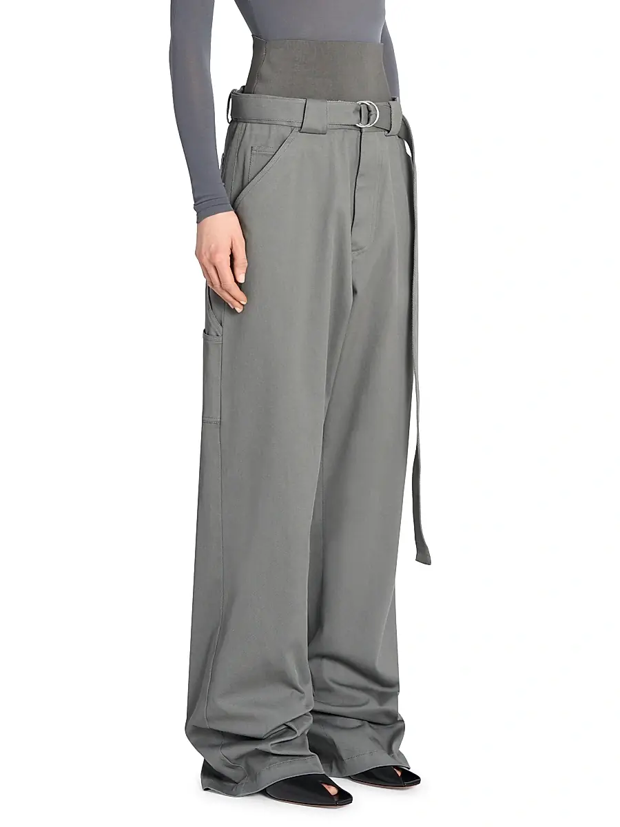 Alaïa Women's Belted Wide-Leg Cargo Pants - Acier | Thumbnail 4 Alaïa Women's Belted Wide-Leg Cargo Pants - Acier | Thumbnail 4