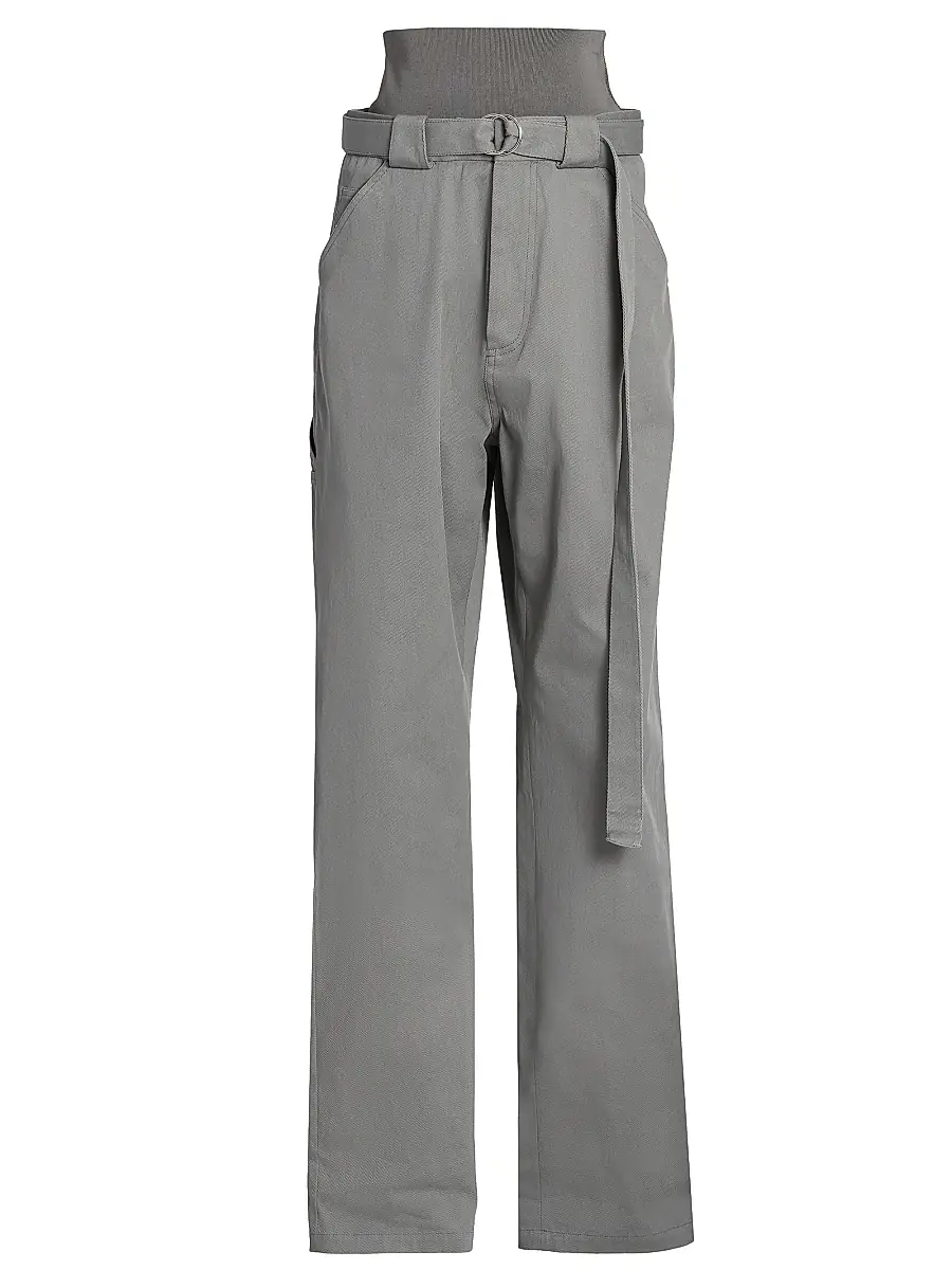 Women's Belted Wide-Leg Cargo Pants - Acier