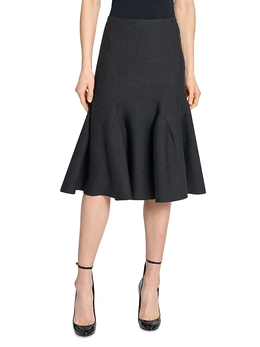 Alaïa Women's Sculptural Wool Midi-Skirt - Ebene | Thumbnail 3 Alaïa Women's Sculptural Wool Midi-Skirt - Ebene | Thumbnail 3