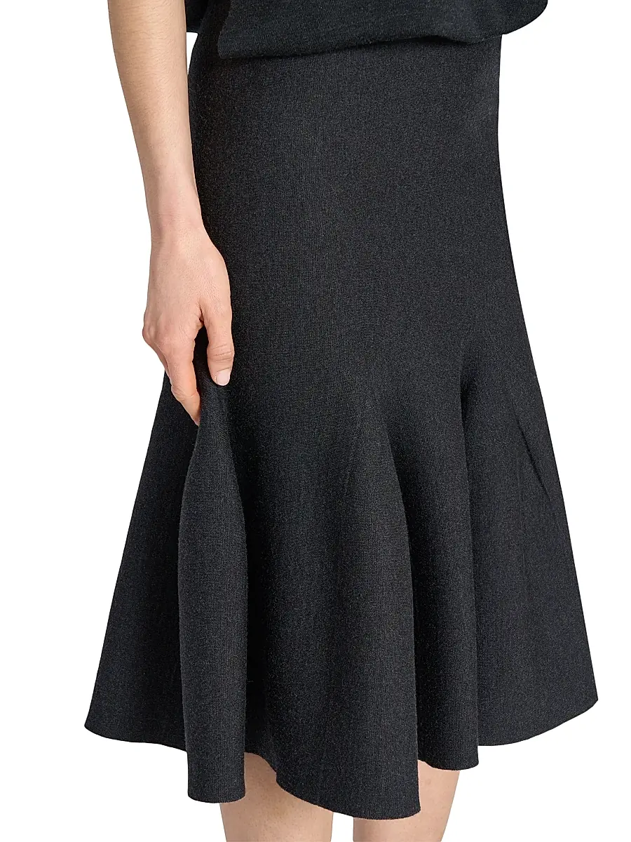 Alaïa Women's Sculptural Wool Midi-Skirt - Ebene | Thumbnail 6 Alaïa Women's Sculptural Wool Midi-Skirt - Ebene | Thumbnail 6
