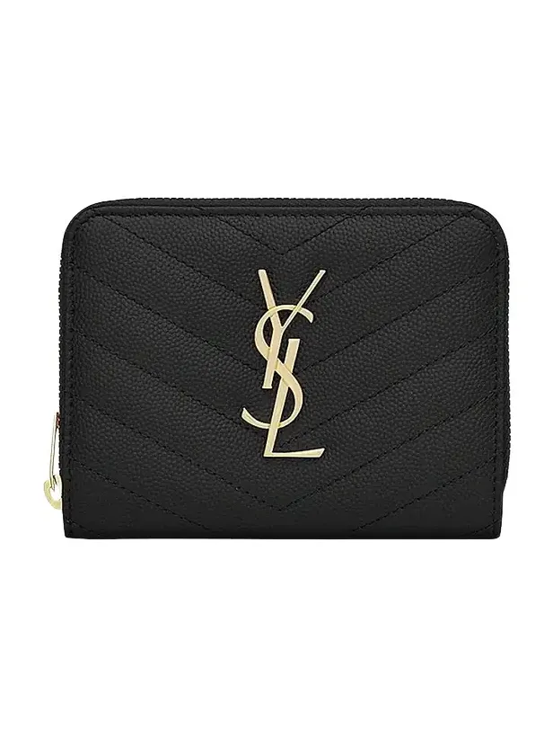 Women's Cassandre Matelassé Compact Zip Around Wallet in Grain De Poudre Embossed Leather Women's Cassandre Matelassé Compact Zip Around Wallet in Grain De Poudre Embossed Leather