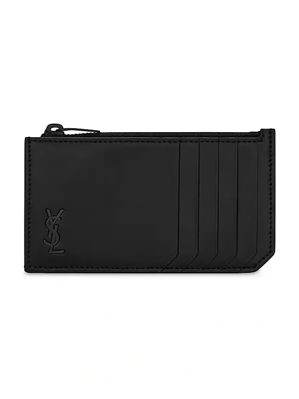 Men's Tiny Cassandre Fragments Zip Card Case in Matte Leather - Black Men's Tiny Cassandre Fragments Zip Card Case in Matte Leather - Black