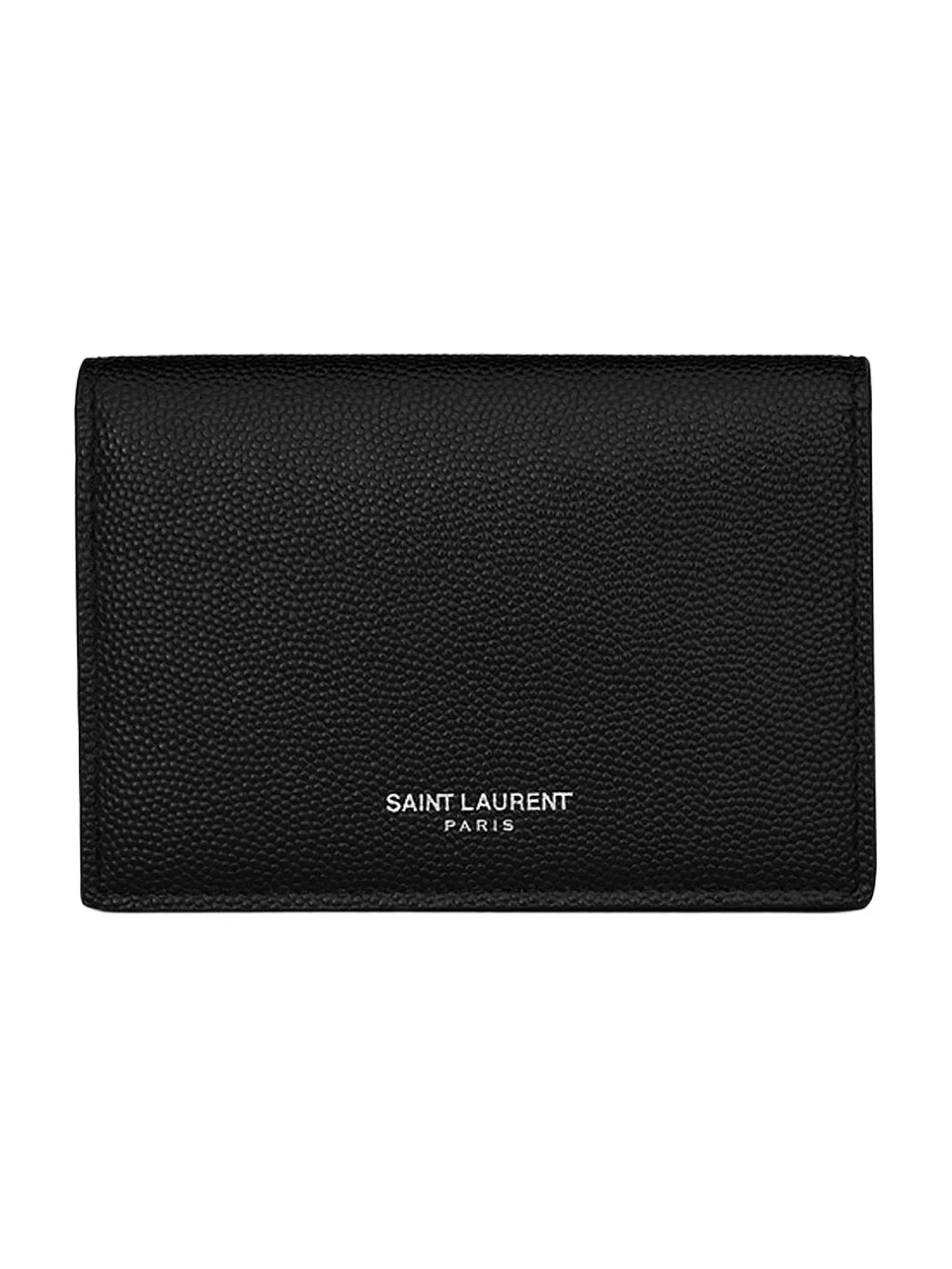 Men's Business Card Holder with Flap in Grain De Poudre-Embossed Leather