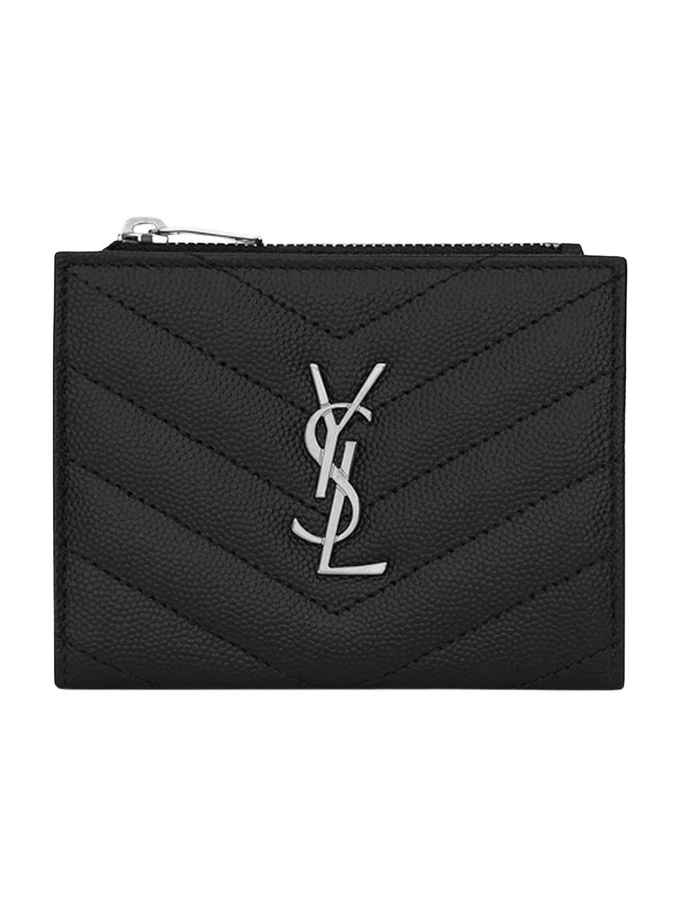Saint Laurent Women's Cassandre Matelassé Bi-fold Wallet In Grain De Poudre Embossed Leather