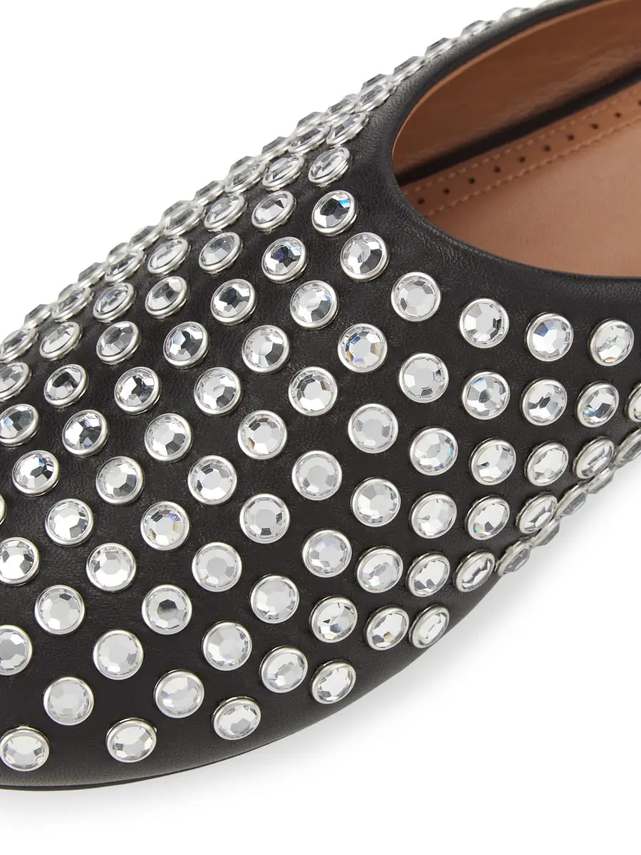 Alaïa Women's Crystal Stud Leather Flat Mules - Noir | Thumbnail 5 Alaïa Women's Crystal Stud Leather Flat Mules - Noir | Thumbnail 5