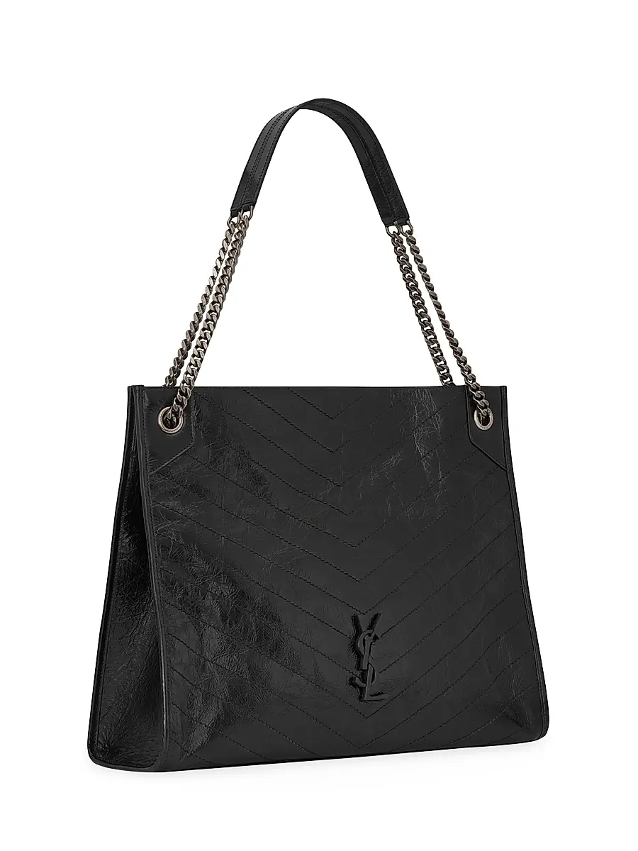 Saint Laurent Women's Niki Shopping in Crinkled Vintage Leather Bag - Black | Thumbnail 2 Saint Laurent Women's Niki Shopping in Crinkled Vintage Leather Bag - Black | Thumbnail 2