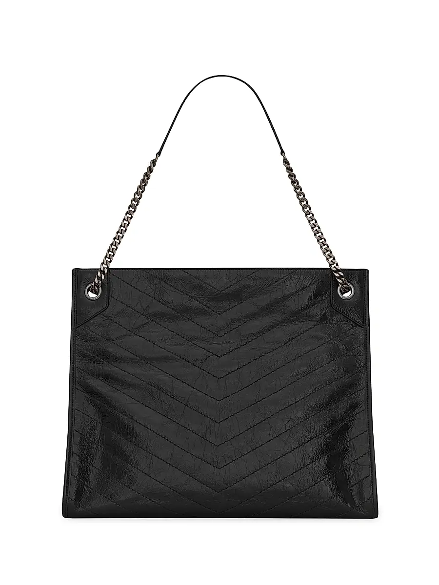 Saint Laurent Women's Niki Shopping in Crinkled Vintage Leather Bag - Black | Thumbnail 4 Saint Laurent Women's Niki Shopping in Crinkled Vintage Leather Bag - Black | Thumbnail 4