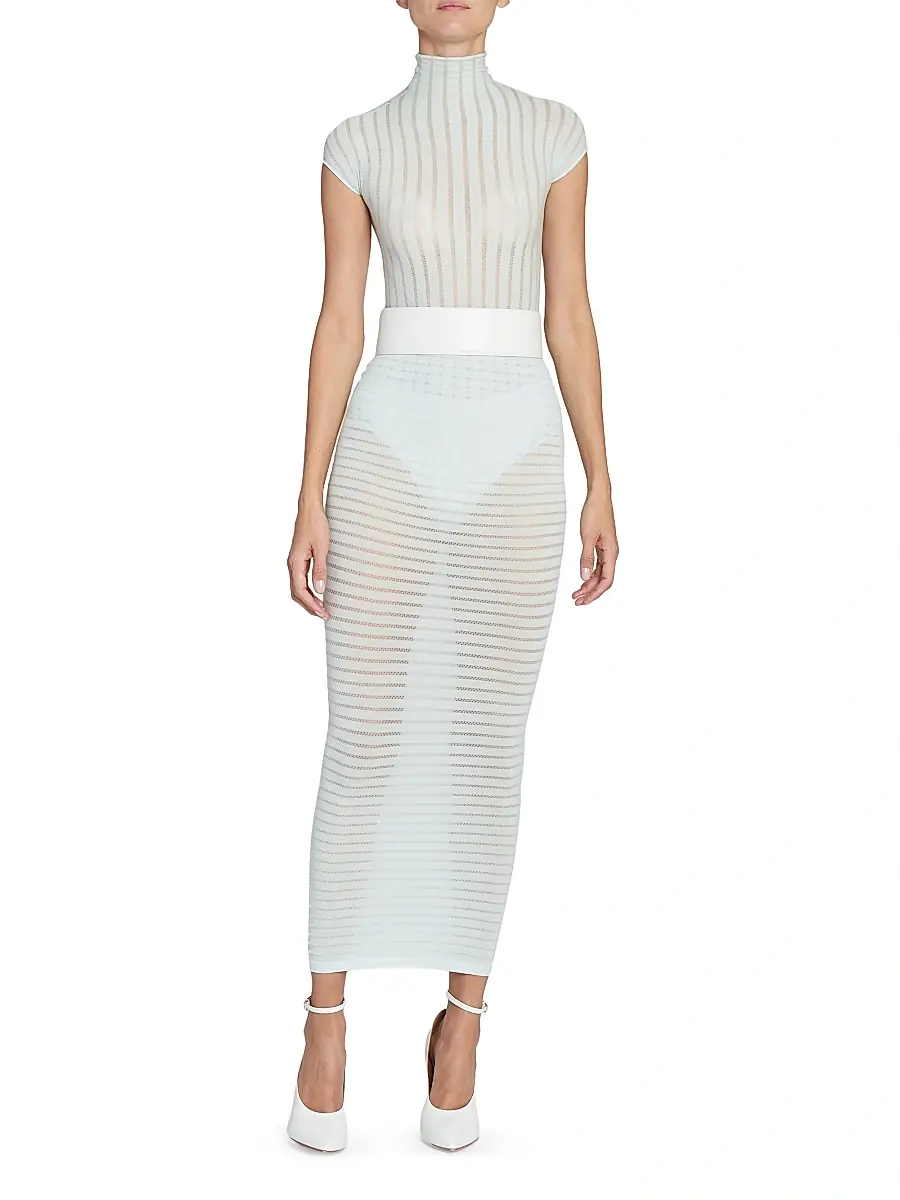Alaïa Women's Stripe T-Shirt Bodysuit - Menthe | Thumbnail 2 Alaïa Women's Stripe T-Shirt Bodysuit - Menthe | Thumbnail 2